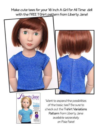 Liberty Jane A Girl For All Time FREE T-Shirt Pattern for AGAT Dolls larougetdelisle
