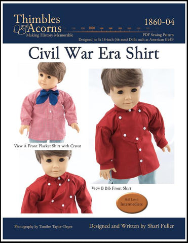 Thimbles and Acorns 18 Inch Historical Civil War Shirt 18" Doll Clothes Pattern larougetdelisle