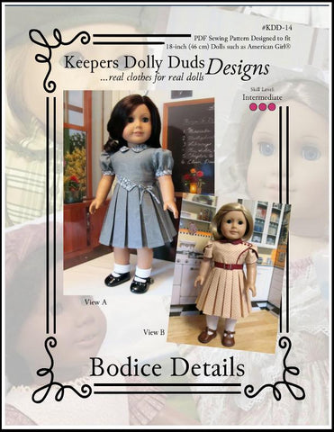 Keepers Dolly Duds Designs 18 Inch Historical Bodice Details Dress 18" Doll Clothes Pattern larougetdelisle