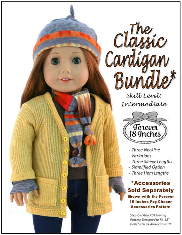 Forever 18 Inches 18 Inch Modern Classic Cardigan Bundle 18" Doll Clothes Pattern larougetdelisle