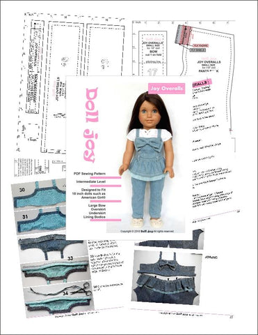 Doll Joy 18 Inch Modern Joy Overalls 18" Doll Clothes Pattern larougetdelisle