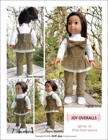 Doll Joy 18 Inch Modern Joy Overalls 18" Doll Clothes Pattern larougetdelisle