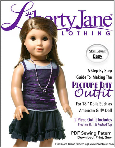 Liberty Jane 18 Inch Modern Picture Day Outfit 18" Doll Clothes Pattern larougetdelisle