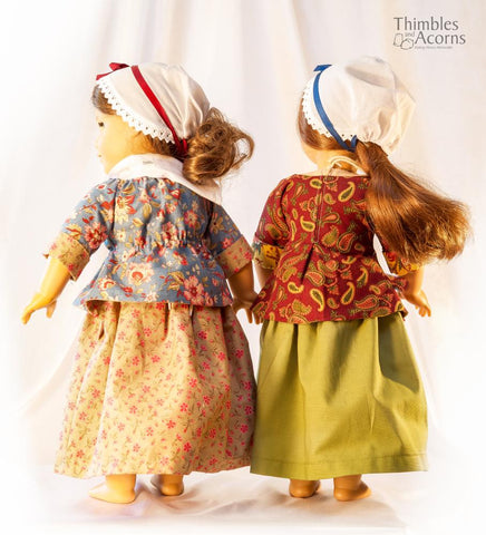 Thimbles and Acorns 18 Inch Historical 18th Century Shortgown Set 18" Doll Clothes Pattern larougetdelisle