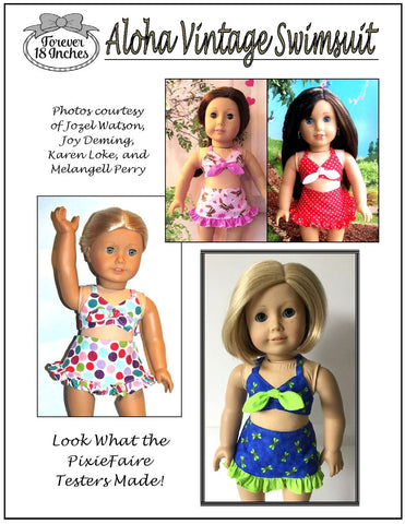 Forever 18 Inches 18 Inch Historical Aloha Vintage Swimsuit and Hula Accessories Bundle 18" Doll Clothes Pattern larougetdelisle