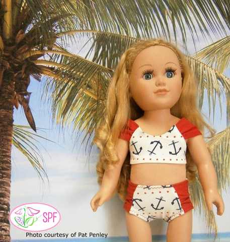 Sweet Pea Fashions 18 Inch Modern Palmetto Swimsuit & Cover-up 18" Doll Clothes Pattern larougetdelisle