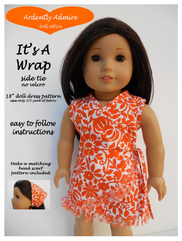 Ardently Admire 18 Inch Modern It's A Wrap Dress 18" Doll Clothes Pattern larougetdelisle