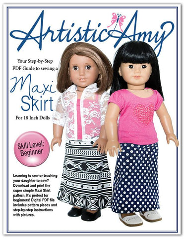 Artistic Amy 18 Inch Modern Maxi Skirt 18" Doll Clothes Pattern larougetdelisle