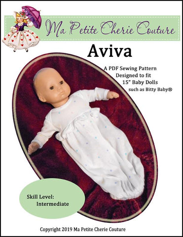 Mon Petite Cherie Couture Bitty Baby/Twin Aviva 15" Baby Doll Clothes Pattern larougetdelisle