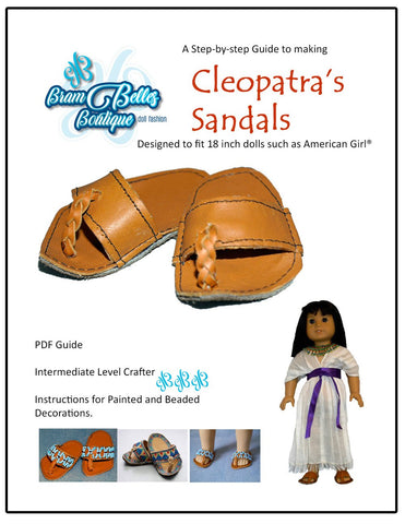 Brambelles boutique Shoes Cleopatra's Sandals 18" Doll Shoe Pattern larougetdelisle