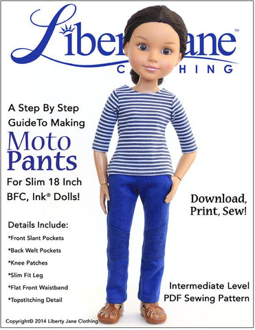 Liberty Jane BFC Ink Moto Pants Pattern BFC, Ink. Dolls larougetdelisle