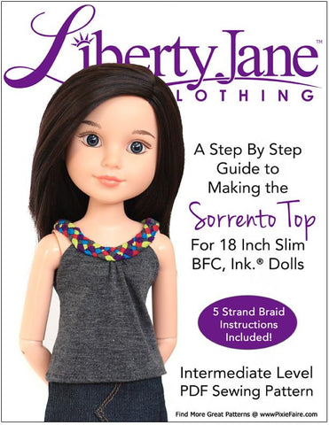 Liberty Jane BFC Ink Sorrento Top Pattern for BFC, Ink Dolls larougetdelisle