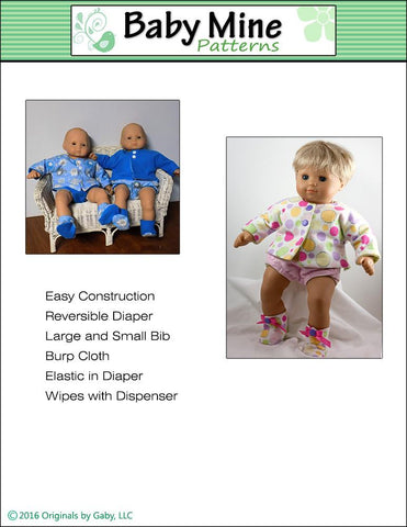 Baby Mine Bitty Baby/Twin New Baby Basics 15" Baby Doll Clothes Pattern larougetdelisle
