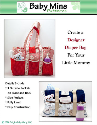 Baby Mine Bitty Baby/Twin Dolly Diaper Bag 15" Baby Doll Accessory Pattern larougetdelisle