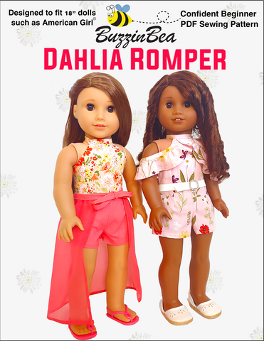 BuzzinBea 18 Inch Modern Dahlia Romper 18" Doll Clothes Pattern larougetdelisle