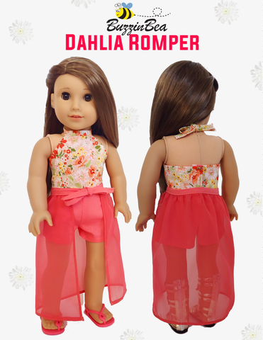 BuzzinBea 18 Inch Modern Dahlia Romper 18" Doll Clothes Pattern larougetdelisle