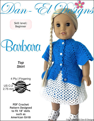 Dan-El Designs Crochet Barbara 18 inch Doll Clothes Crochet Pattern larougetdelisle