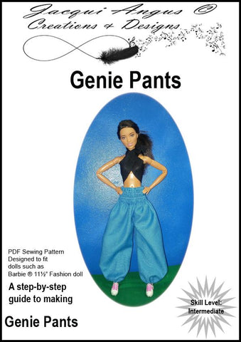 Jacqui Angus Creations & Designs Barbie Genie Pants Pattern for 11-1/2" Fashion Dolls larougetdelisle