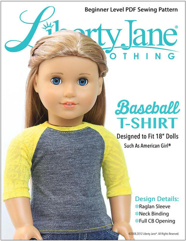 Liberty Jane 18 Inch Modern Baseball Tee 18" Doll Clothes Pattern larougetdelisle