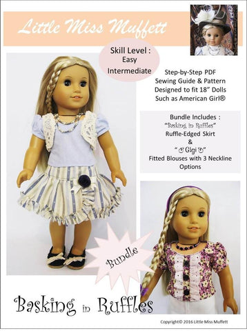 Little Miss Muffett 18 Inch Modern Basking in Ruffles Bundle 18" Doll Clothes Pattern larougetdelisle