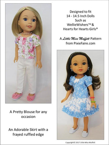 Little Miss Muffett WellieWishers Basking In Ruffles Bundle 14-14.5" Doll Clothes Pattern larougetdelisle