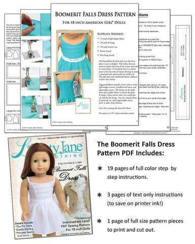 Liberty Jane 18 Inch Modern Boomerit Falls Dress 18" Doll Clothes Pattern larougetdelisle