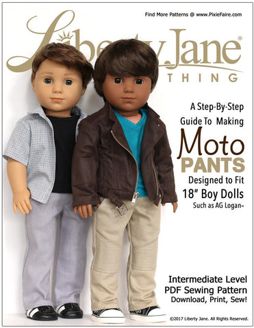 Liberty Jane 18 Inch Boy Doll Boy Doll Moto Pants 18” Doll Clothes Pattern larougetdelisle