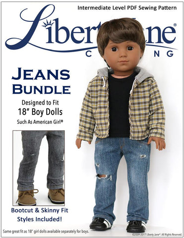 Liberty Jane 18 Inch Boy Doll Boy Doll Jeans Bundle 18" Doll Clothes Pattern larougetdelisle