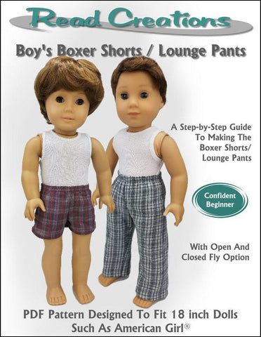 Read Creations 18 Inch Boy Doll Boy's Boxer Short and Lounge Pants 18" Doll Clothes Pattern larougetdelisle
