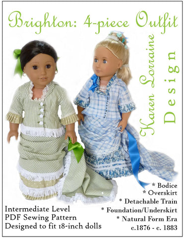 Karen Lorraine Design 18 inch Historical Brighton 4-Piece Outfit 18" Doll Clothes Pattern larougetdelisle