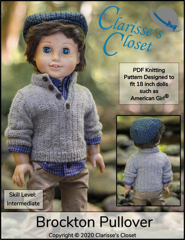 Clarisse's Closet Knitting Brockton Pullover 18" Doll Clothes Knitting Pattern larougetdelisle