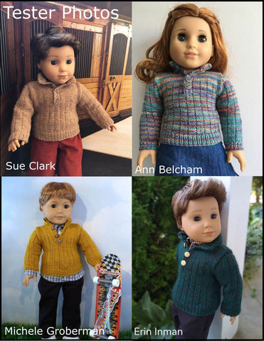 Clarisse's Closet Knitting Brockton Pullover 18" Doll Clothes Knitting Pattern larougetdelisle