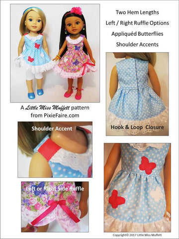 Little Miss Muffett WellieWishers Butterfly Kisses 14-14.5" Doll Clothes Pattern larougetdelisle