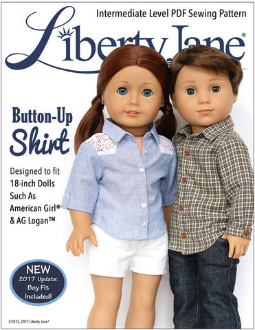 Liberty Jane 18 Inch Modern Button Up Shirt Bundle for Girls and Boys 18" Doll Clothes Pattern larougetdelisle