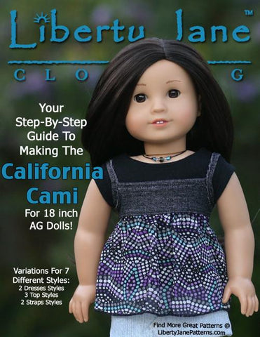 Liberty Jane 18 Inch Modern CA Cami Top 18" Doll Clothes Pattern larougetdelisle