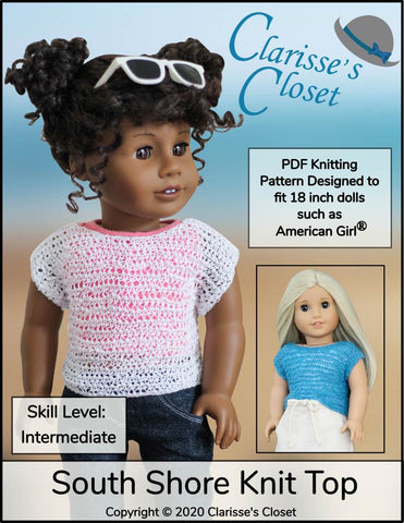 Clarisse's Closet Knitting South Shore Knit Top 18" Doll Clothes Knitting Pattern larougetdelisle