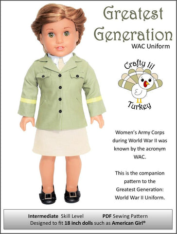 Crafty Lil Turkey 18 Inch Historical Greatest Generation: WAC Uniform 18" Doll Clothes Pattern larougetdelisle