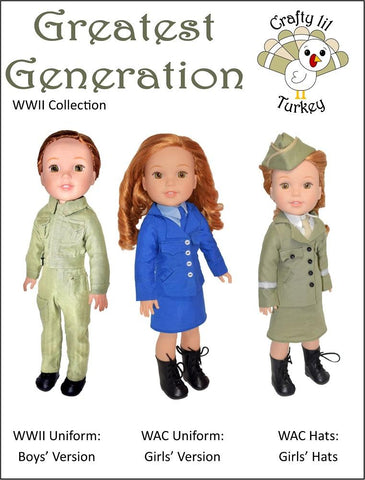 Crafty Lil Turkey WellieWishers Greatest Generation: WAC Hats 14-15" Doll Clothes Pattern larougetdelisle