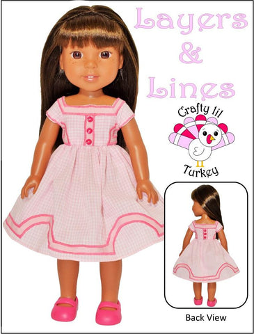 Crafty Lil Turkey WellieWishers Layers and Lines Dress 14-15" Doll Clothes Pattern larougetdelisle