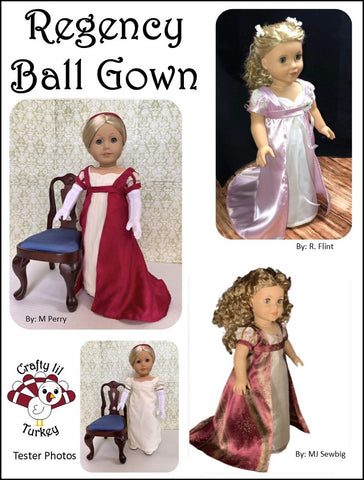 Crafty Lil Turkey 18 Inch Historical Regency Ball Gown 18" Doll Clothes Pattern larougetdelisle
