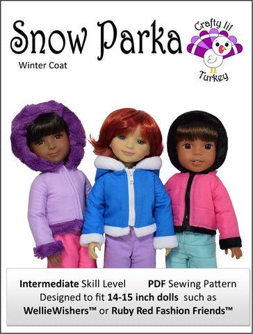 Crafty Lil Turkey Ruby Red Fashion Friends Snow Parka 14-15" Doll Clothes Pattern larougetdelisle