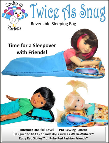 Crafty Lil Turkey WellieWishers Twice As Snug Reversible Sleeping Bag 12-15" Doll Accessory Pattern larougetdelisle