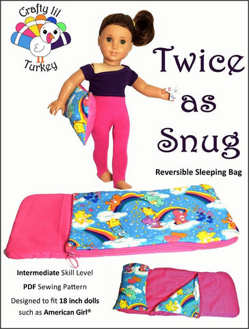 Crafty Lil Turkey 18 Inch Modern Twice As Snug Reversible Sleeping Bag 18" Doll Bedding Pattern larougetdelisle