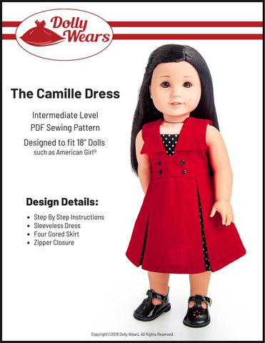 Dolly Wears 18 Inch Modern Camille Dress 18" Doll Clothes Pattern larougetdelisle
