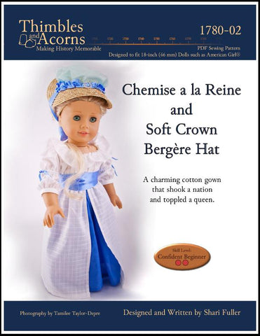 Thimbles and Acorns 18 Inch Historical Chemise a la Reine and Soft Crown Bergère Hat 18" Doll Clothes larougetdelisle
