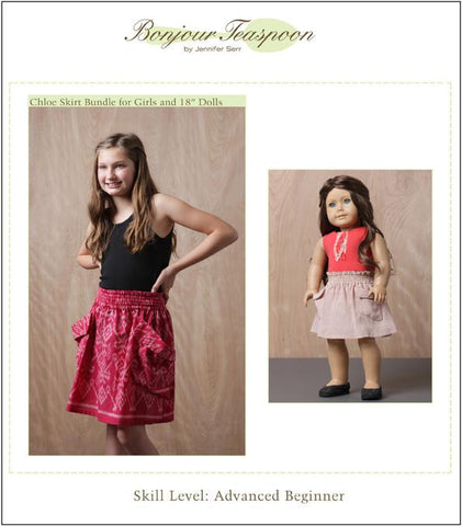 Bonjour Teaspoon 18 Inch Modern Chloe Skirt for Girls and Dolls Bundle Pattern larougetdelisle