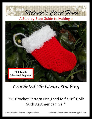 Melinda's Closet Finds Crochet Crocheted Christmas Stocking 18" Doll Crochet Pattern larougetdelisle