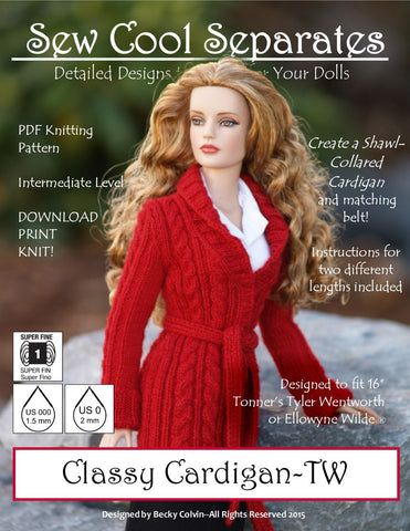 Sew Cool Separates Ellowyne Classy Cardigan Knitting Pattern for Ellowyne and Tyler Wentworth Dolls larougetdelisle