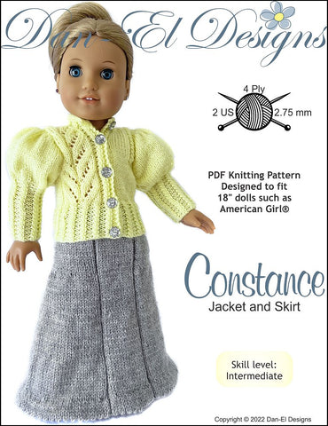 Dan-El Designs Knitting Constance Jacket and Skirt 18 inch Doll Knitting Pattern larougetdelisle