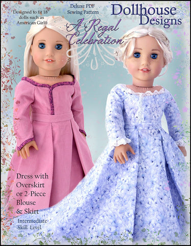 Dollhouse Designs 18 Inch Modern A Regal Celebration 18" Doll Clothes Pattern larougetdelisle